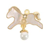 COOLHIYA Mini broche de animal para mujer - Pin de solapa de caballo con perla - Joyería del zodiaco de moda para el Año Nuevo Chino 2026, mamá, papá, esposo y esposa