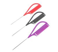 COOLHIYA Peines para Peluquería de Metal 3 Unidades Pasador Largo en Morado, Negro y Rojo para Cardar y Distribuir Tinte Precisión en Salón Profesional