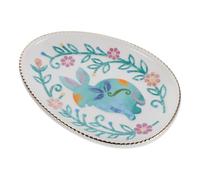 COOLHIYA Plato de postre de cerámica: Bandeja de conejito de Pascua - Plato ovalado para servir - de porcelana para aperitivos, ensaladas, decoración de cumpleaños de conejo, vajilla y artículos