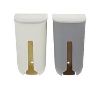 COOLHIYA Porta Bolsas de Basura de Plástico 2 Piezas en Colores Neutros, Estante de Pared Adhesivo para Cocina y Reciclaje sin Necesidad de Taladrar