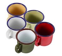 COOLHIYA Tazas Esmaltadas para Café y Té 5 Unidades 100 Ml Colores Variados, Diseñadas para Uso en Picnic, Camping y Reuniones Sociales