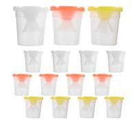 COOLHIYA Vasos de Pintura para y Niñas, 15 Piezas, PP Plástico, con Tapa, Antiderrames, para Proyectos de Pintura y Manualidades Escolares Reutilizable