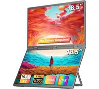 COOLHOOD Doble Monitor Portátil 18.5 Pulgadas, Pantalla Dual Monitor con USB-C y HDMI, Compatible con VESA, Adjustable Display/Stand Angle for Laptop PC (Mac Wins)[Clase de eficiencia energética A]