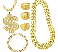 COOLHOOD Juego de joyería unisex con anillos de cadena atrevidos, ropa de calle con diseño funk para uso diario y club nocturno, cosplay, fiesta de disfraces, One Size, como se describe, como se