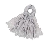 COOLHOOD Lujosa bufanda de hiyab bordada para mujer, varias ocasiones, chal islámico para eventos religiosos y uso diario, bufanda de oración, gris, Talla única