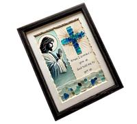 COOLHOOD Marco de cristal de mar con crucifijo de Jesús, decoración de pared, religioso, para mujeres y hombres, decoración del hogar enmarcada religiosa para decoración de pared