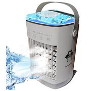 COOLI FRESCO Aire acondicionado móvil sin evacuación, Clim' Touch USB Tipo-C portátil, doble depósito de agua + hielo 700 ml, 4 velocidades/2 modos de enfriamiento (frescura y niebla), silenciador