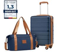COOLIFE Maleta Cabina 55x35x20 para Ryanair & Easyjet, Bolsa de Viaje 40x25x20cm para Viajes Cortos y Viajes de Negocios, Trolley Cabina de ABS con Candado TSA, 4 Ruedas de 360° (Azul/Marrón)
