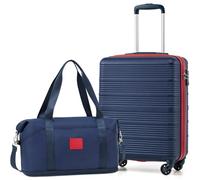 COOLIFE Maleta Cabina 55x40x20 para Easyjet, Bolsa de Viaje 45x36x20cm para Viajes Cortos y Viajes de Negocios, Trolley Cabina de ABS con Candado TSA, 4 Ruedas de 360° (Azul/Rojo)