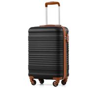 COOLIFE Maleta de cabina 55 x 35 x 20 cm para aerolínea Ryanair Equipaje de mano Cabina ligera con cerradura TSA y 4 ruedas giratorias, blanco/marrón, Negro y marrón., 55 x 35 x 20cm, Maleta rígida