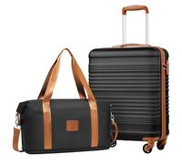 COOLIFE Maleta de cabina 55 x 35 x 20 cm para Ryanair, equipaje de mano, equipaje de cabina, ligero, con candado TSA y 4 ruedas giratorias, negro/marrón, 55X40X20cm -Set 2tlg, Suitcase Trolley Carry
