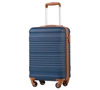 COOLIFE Maleta de cabina 55 x 35 x 20 cm para Ryanair, equipaje de mano, equipaje de cabina, ligero, con candado TSA y 4 ruedas giratorias, azul/marrón, 55X35X20cm, Suitcase Trolley Carry On Hand