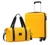 COOLIFE Maleta de cabina 55 x 35 x 20 cm para Ryanair, equipaje de mano, equipaje de cabina, ligero, con candado TSA y 4 ruedas giratorias, amarillo/negro, 55X40X20cm -Set 2tlg, Suitcase Trolley Carry