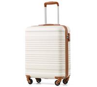 COOLIFE Maleta de cabina 55 x 35 x 20 cm para Ryanair, equipaje de mano, equipaje de cabina, ligero, con candado TSA y 4 ruedas giratorias, blanco/marrón, 55X40X20cm, Suitcase Trolley Carry On Hand