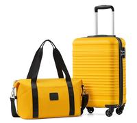 COOLIFE Maleta de cabina 55x35x20 cm para Ryanair, equipaje ligero, con candado TSA y 4 ruedas giratorias, amarillo/negro, Set 2tlg