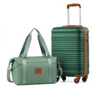 COOLIFE Maleta de cabina 55x35x20 cm para Ryanair, equipaje ligero, con candado TSA y 4 ruedas giratorias, verde oscuro, Set 2tlg