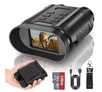 Coolifepro 4K 48MP Binoculares Visión Nocturna, con Recargable 2500mAh, Visión Infrarroja de 7 Niveles Alcance Visible 300M with Zoom Digital 8X, con 2,4" TFT LCD y Tarjeta de 32GB