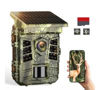 Coolifepro Cámara de Caza Solar 60MP 4K WiFi Bluetooth con Ángulo de Detección de 100°,Batería Interna 2600mAh,Camara Fototrampeo con Visión Nocturna,Disparo de 0.1S con Tarjeta Micro SD 32GB,IP66