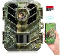 Coolifepro Cámara de Caza WiFi Bluetooth con App, 48MP 1080P MP4 Cámara Fototrampeo Velocidad de Disparo de 0,1s, Ángulo de Detección de 90° con Tarjeta de 32GB para Exploración de Vida Silvestre