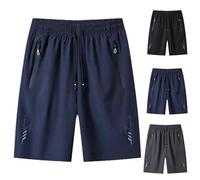 Cooling Airy Quick-Dry Athletic Shorts, Men's Ice Silk Quick-Dry Shorts for Summer Workout Gym with Zipper Pockets (Blue,L)