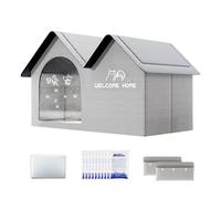 Cooling Cat House, Foldable Pet Shelter with Ice Pack, Breathable Summer, Easy-to-Clean Cool Bed for Indoor Outdoor Use on Lawn Balcony Yard Living Room, Grey