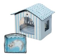 Cooling Cat House, Insulated Outdoor Pussy Shelter with Ice Pack, 16.93x20.47x19.29 Inch Lightweight & Portable, Pet Accessory for Courtyard, Balcony, Backyard, Living Room, Indoor