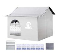 Cooling Cat House, Plegable Pet Shelter, Insulated Bed with Reutilizable Ice Packs, Sturdy Summer House for Cats, Kittens, Small Dogs, Backyard, Porch, Oro Interior Use, Gris