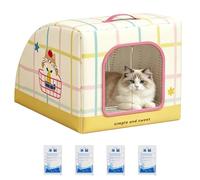 Cooling Cat House - Portable Pet Shelter for Warm Weather Comfort | 690g Insulated Enclosed Resting Space with Carry Handle, Insulated Hideaway, Cat Retreat for Bedroom Balcony Patio Garden Backyard
