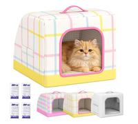 Cooling Cat House with Handle, Insulated Cooling Bed with Ice Packs，A：S