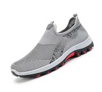 Cooling Comfort Sneaker, 2025 Breathable Walking Mens Mesh Shoes for Soft Bottom Comfy Casual Anti-Slip Slip on for Daily (Gray,41)