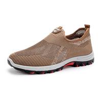 Cooling Comfort Sneaker Men Women 2025 New Breathable Barefoot Mesh Shoes Soft Bottom Comfy Casual Anti-Slip Slip On for Daily Walking & Errands (Brown,44)