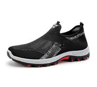 Cooling Comfort Sneaker Men Women 2025 New Breathable Barefoot Mesh Shoes Soft Bottom Comfy Casual Anti-Slip Slip On for Daily Walking & Errands (Black,45)