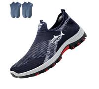 Cooling Comfort Sneaker, Summer Breathable Mesh Slip-On Walking Shoes for Man with Soft Anti-Slip Sole (Blue,42.5)
