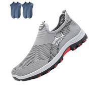 Cooling Comfort Sneaker, Summer Breathable Mesh Slip-On Walking Shoes for Man with Soft Anti-Slip Sole (Gray,44)