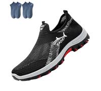 Cooling Comfort Sneaker, Summer Breathable Mesh Slip-On Walking Shoes for Man with Soft Anti-Slip Sole (Black,43.5)