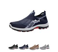 Cooling Comfort Sneaker Summer Soft Bottom Casual Anti-Slip Comfy Footwear Breathable Mesh Slip On Walking Shoes for Men (Blue,45)