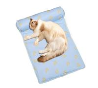 Cooling Dog Bed, Foldable Washable Pet Cooling Mat with Pillow, Breathable Ice Pad Cushion, Ideal Sleeping Pad for Dogs, Cats, Kittens, Puppies Summer, Travel, Home Use, 60x40x15cm Blue Pink Green