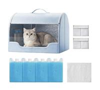 Cooling House For Cat - Pet Cooling Enclosure | Çooling House Cats Dogs | Portable Waterproof Indoor Summer Cool Hoùse, with 4 Ice Crystal Boxes, Double-Layer Absorbent Mesh, Breathable For Dorm