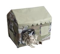 Cooling House for Outdoor Cats, Insulated Cat Cave, Enclosed Shelter Design, Thermal Lining, Waterproof Exterior, Easy Assembly, All-Season Use, Perfect for Balcony, Lawn, Patio, 46x38x43cm