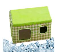 Cooling House for Outdoor Cats, Insulated Enclosed Cat Cave, All-Season Shelter Kittens, Ideal for Balcony, Lawn, Garden, Patio, Backdoor, Indoor Outdoor Use, 46x38x43cm Blue Green Camouflage