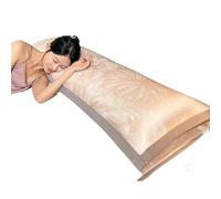 Cooling Ice Silk Long Pillowcase and Core Couples Double Extended Short Head Cover(Secret Realm-Pink [Ice Silk Pillowcase+Pillow Core] One Pack,48-150cm Long Pillow Size)