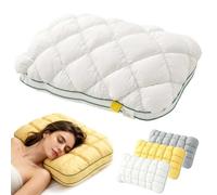 Cooling Marshmallow Pillow for Adults,Mellow Puff Pillow Cloud Puff Sleep Pillows,Quilted Cool-Touch Bed Pillows,Breathable High Resilience Support,Washable,for Side Back Stomach Sleepers(White)