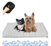 Cooling Mat, Cooling Crate Pad for Dogs,Washable Foldable Self Coolings Blanke,Non Gel, Machine Washable for All Breeds & Sizes (Cream Gray,Large)