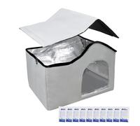 Cooling Outdoor Cat House, Foldable Cooling Crate with Ice Packs, 17.72x13.39x14.17 Inches Pet Comfort Shelter, Kitten Accessories, Ideal for Summer, Dog Kennel, Beach, Camping