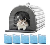 Cooling Outdoor Cat House, Puppy Shelter, Insulated Waterproof Shelter with Ice Box, Non-Slip Comfortable Tent for Apartment Living, Habitats, Small, Medium, Large