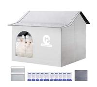 Cooling Outdoor Cat House, Weatherproof Foldable Shelter Bed with Ice Packs 17.72x9.84x13.78 Inches, Cooling Pet for Outside, Indoor Use, Dogs, Kittens, Backyard, Patio, All Seasons