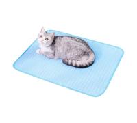 Cooling Pet Pad, Ice Silk Dog Blanket, Breathable Non-Slip Cushion, Portable Reversible Design, Summer Rest Mat for Bedroom, Patio, Travel, Offices, Crate Use, Gray/Blue