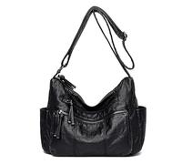 Coolives Bolsos de Mano con Bandolera Bolso de Bandolera para Mujer en Cuero PU Moda Damas Bolso de Hombro Blando para Mamá Hermoso Bolso de señora Negro