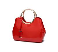 Coolives Manija del Anillo Bolso de Mano de Noche Cuero de Patente de PU para Mujer Rojo