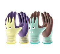 COOLJOB 2 pares de guantes de trabajo para niños de 5 a 7 años, guantes de jardinería para niños con revestimiento de goma modal, ultrasuaves y agradables para la piel, talla M